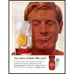 1963 Tender Leaf Instand Iced Tea Vintage Print Ad Redhead Man Model Wall Art